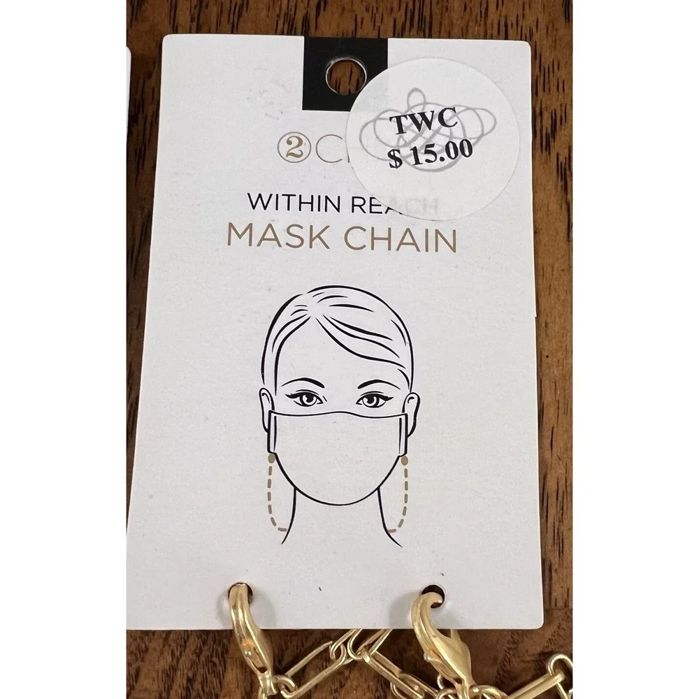 2Chic Within Reach Gold Clip Mask Chain x4 Lot New